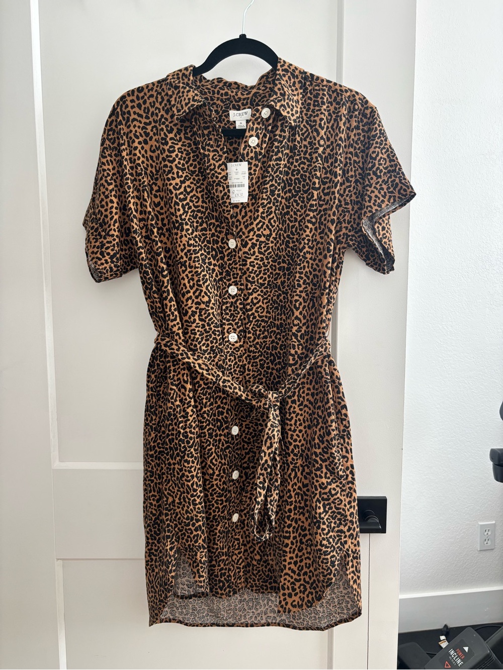 J. Crew Short-Sleeve Leopard Print Mini Dress